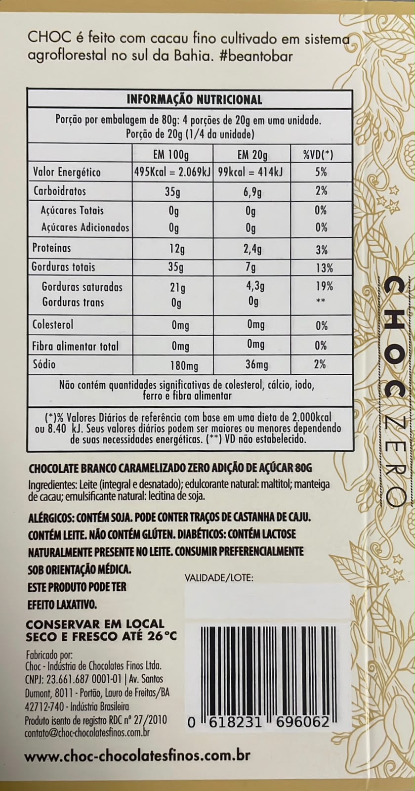 Barra Choc Branco Caramelizado