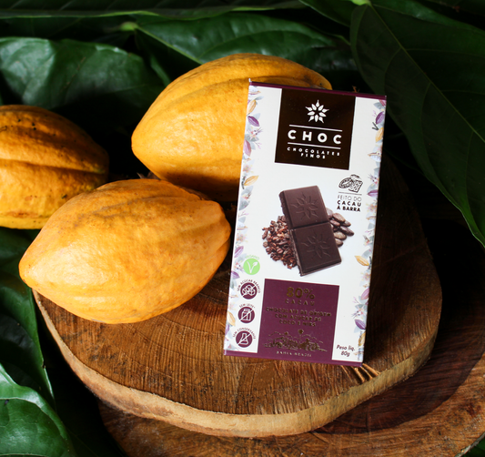 Barra Choc 80% cacau com nibs (adoçado com açúcar de coco)