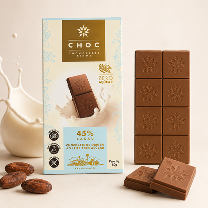 Barra Choc 45% Cacau Zero Açúcar