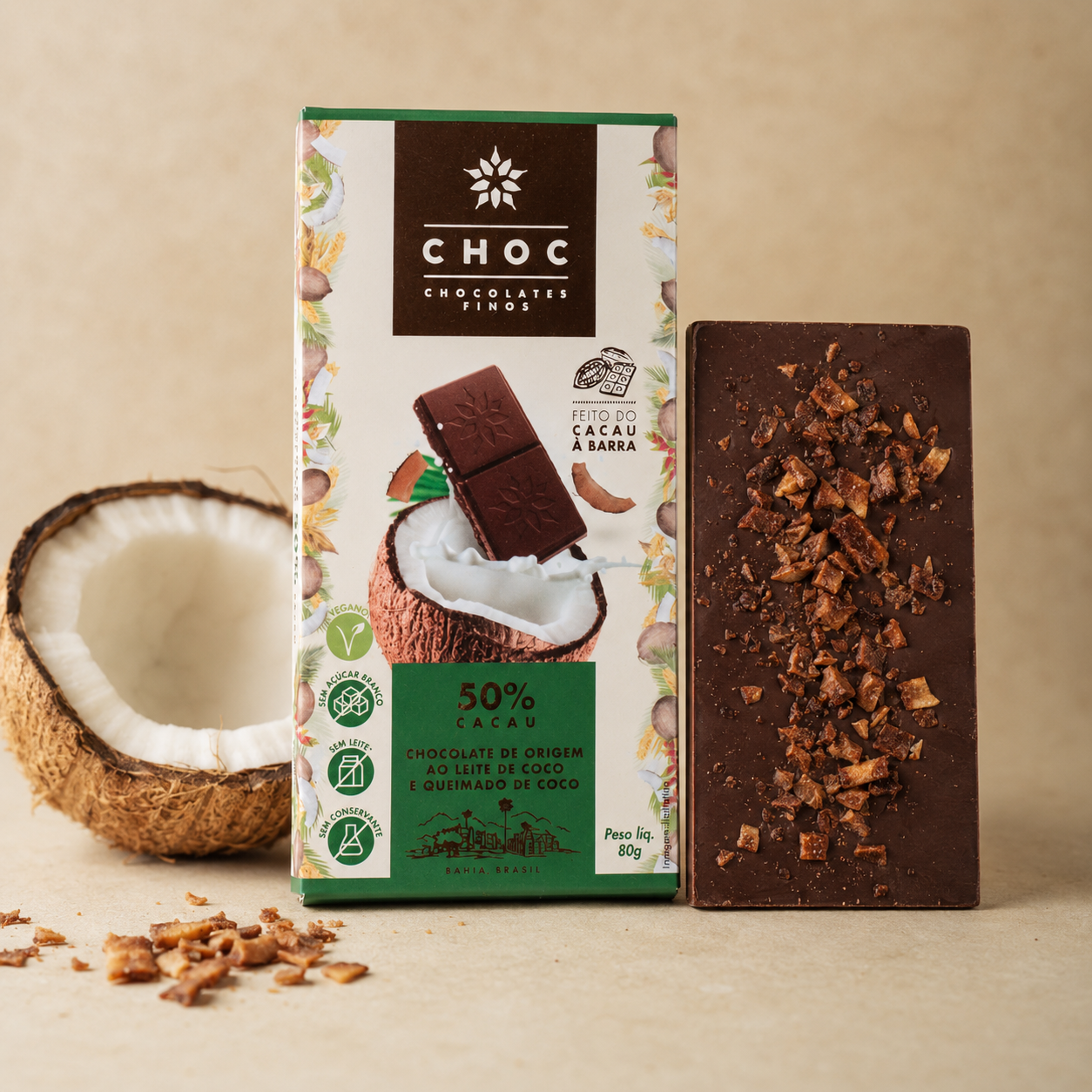Barra Choc 50% Cacau C/ Coco Queimado