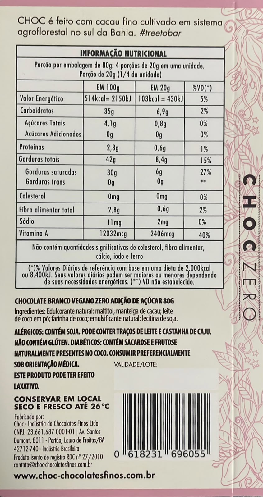 Barra Choc Branco Vegano