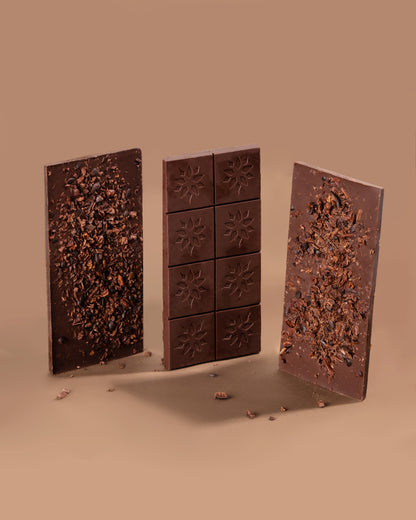 Barra Choc 80% cacau com nibs (adoçado com açúcar de coco)