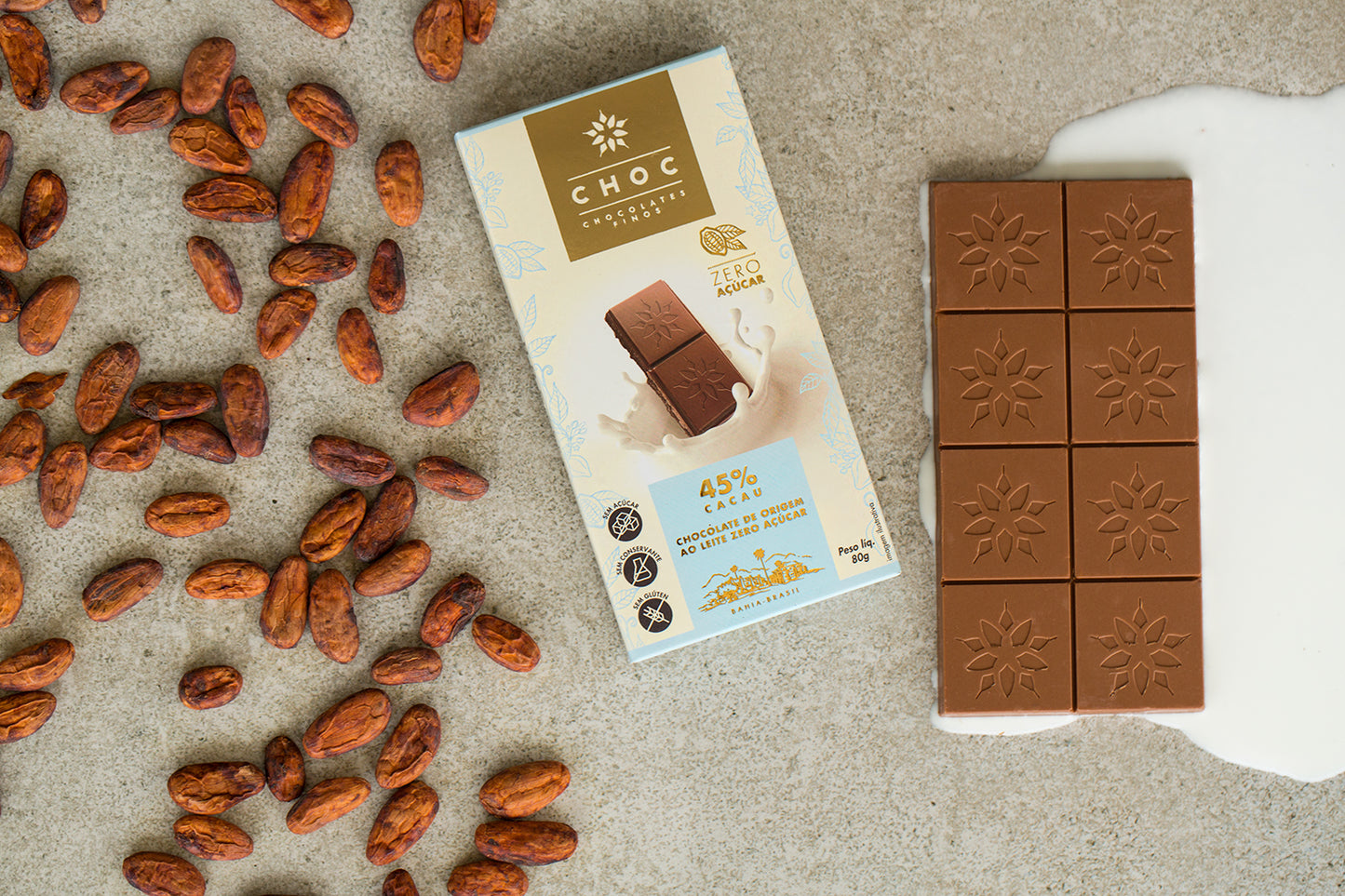 Barra Choc 45% Cacau Zero Açúcar
